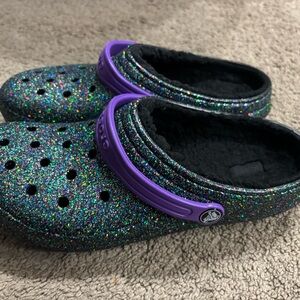 Sparkly Black and Purple Clogs Size 6
